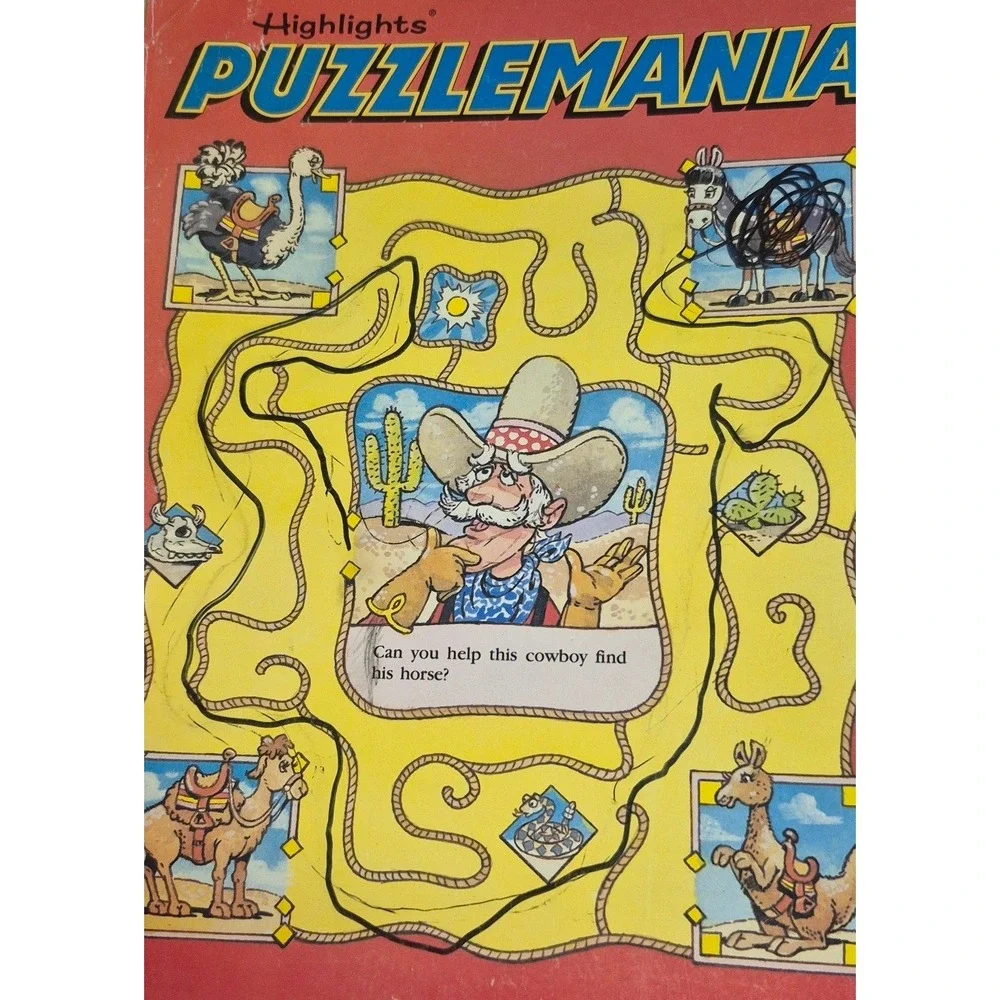 Lot of 3 Highlights Puzzlemania Activity Books Hidden Pictures Mazes Vintage